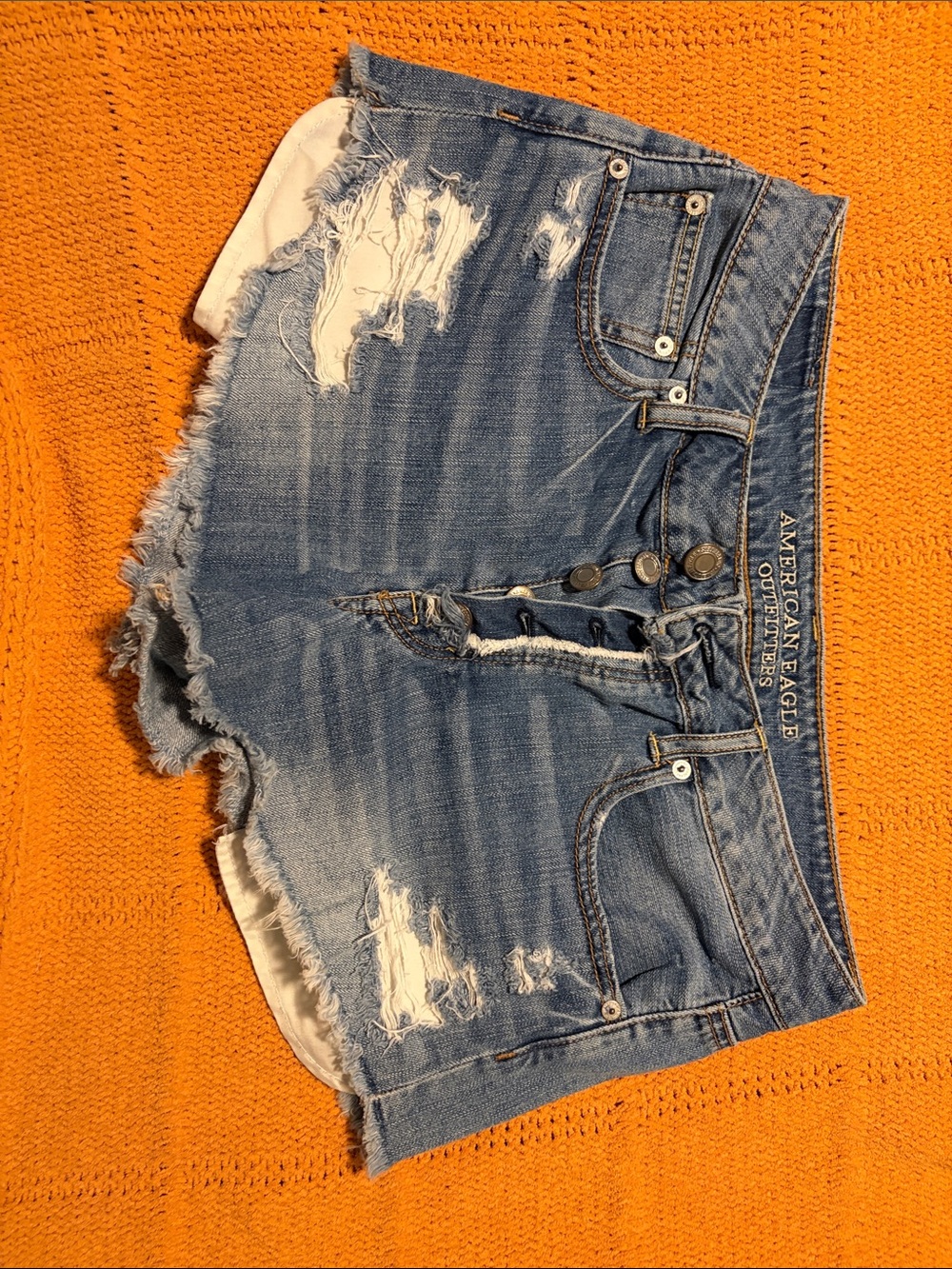 American Eagle Outfitters Light Blue Distressed Denim Jean Shorts